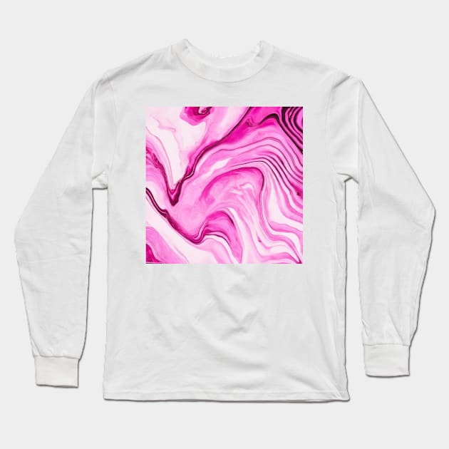 PINK AND WHITE LIQUID MARBLE DESIGN Long Sleeve T-Shirt by ZARBIT